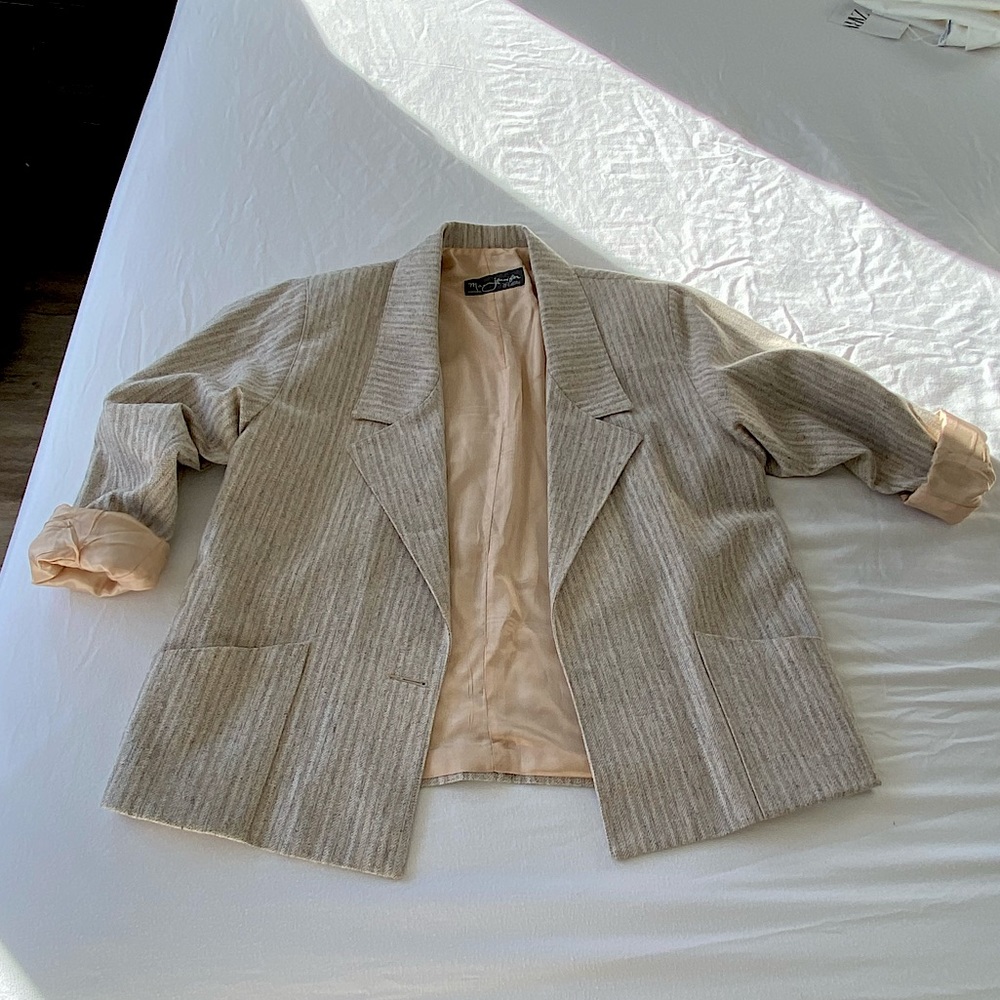 Vintage Wool Blend Beige Blazer